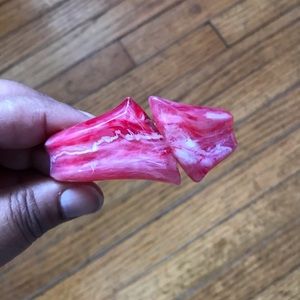 Vintage Bangle Cuff Bracelet Bubblegum Pink White Swirl Hinged Bakelite? Clamper